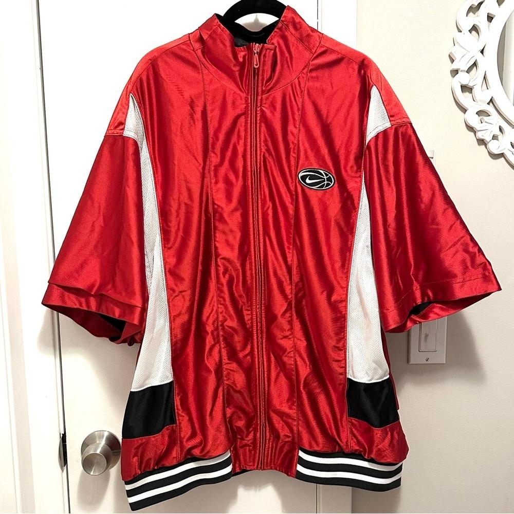 Vintage 90’s Nike Basketball Short Sleeve Warm Up Full Zip Jacket Red XL Men’s